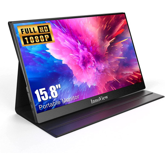 InnoView Portable Monitor, 16 Inch FHD 1080P USB C HDMI Second External Monitor for Laptop, Desktop, MacBook, Phones, Tablet, PS5/4, Xbox, Switch, Built-in Speaker with Protective Case - INVPM405